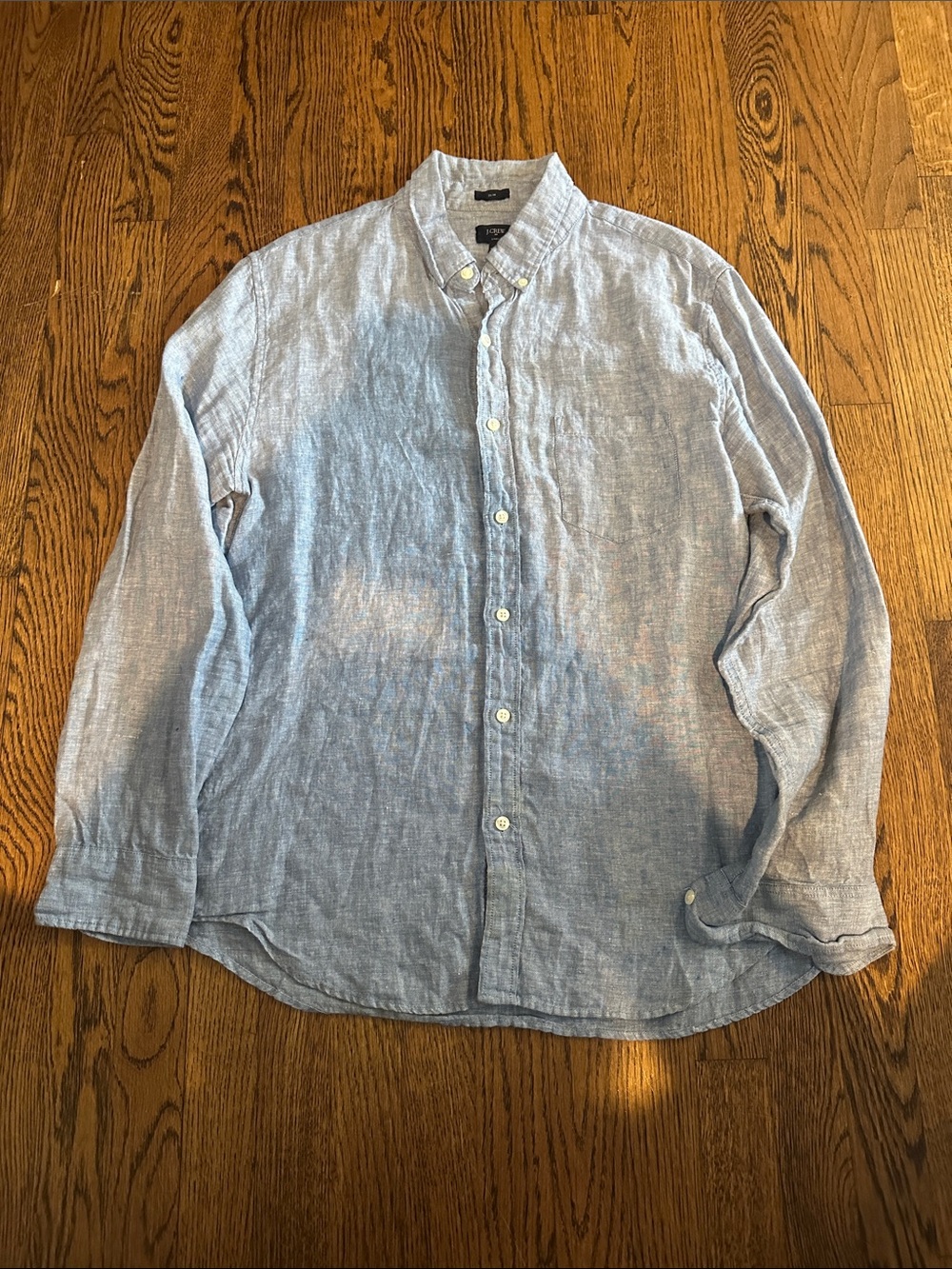 J Crew Chambray Linen Button-Down Shirt - Men